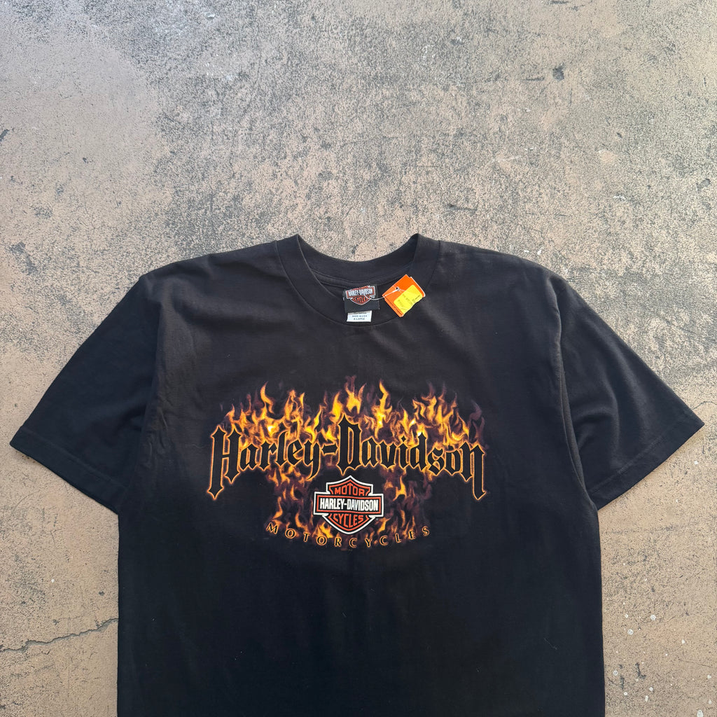 00s harley davidson flames tee - L/XL