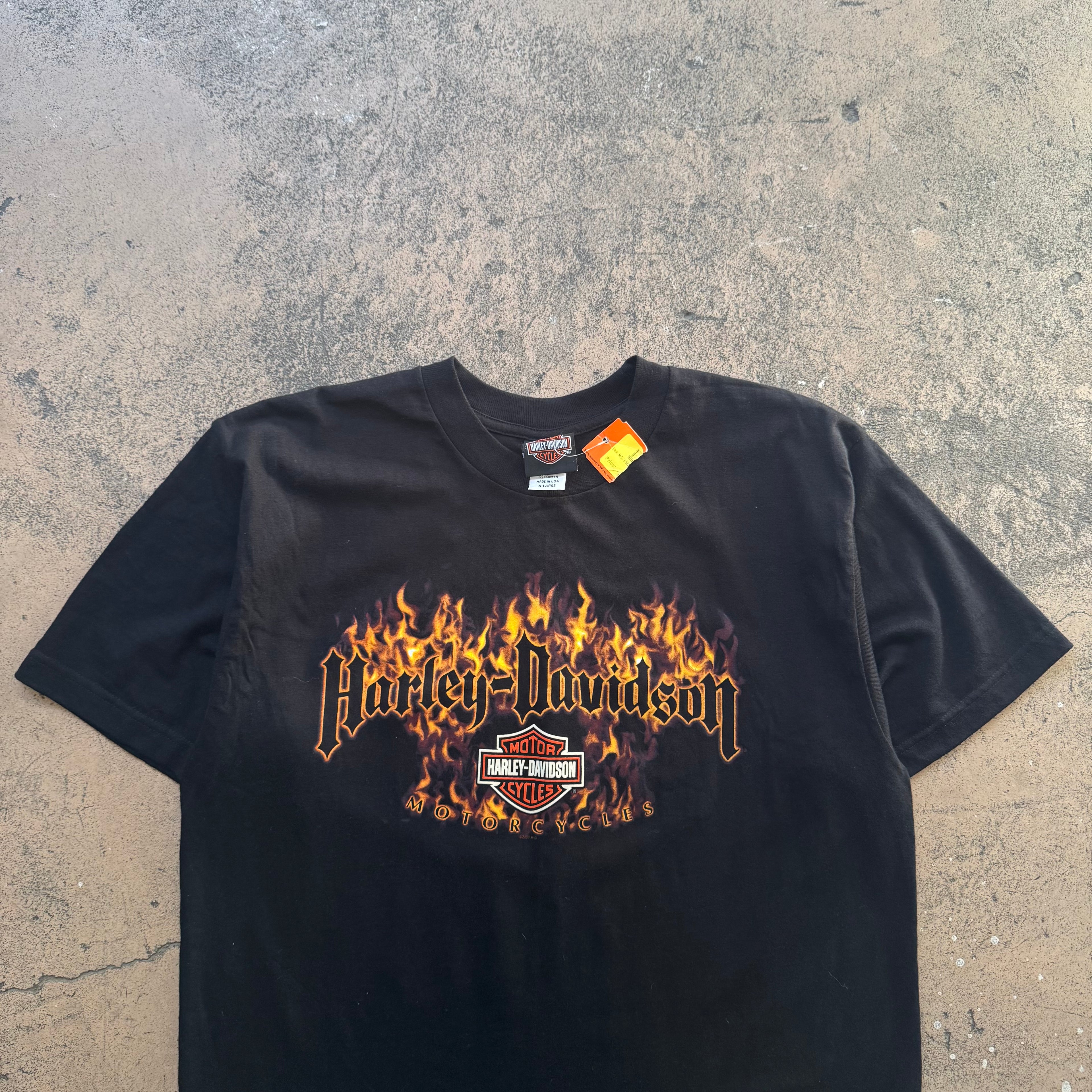 00s harley davidson flames tee - L/XL