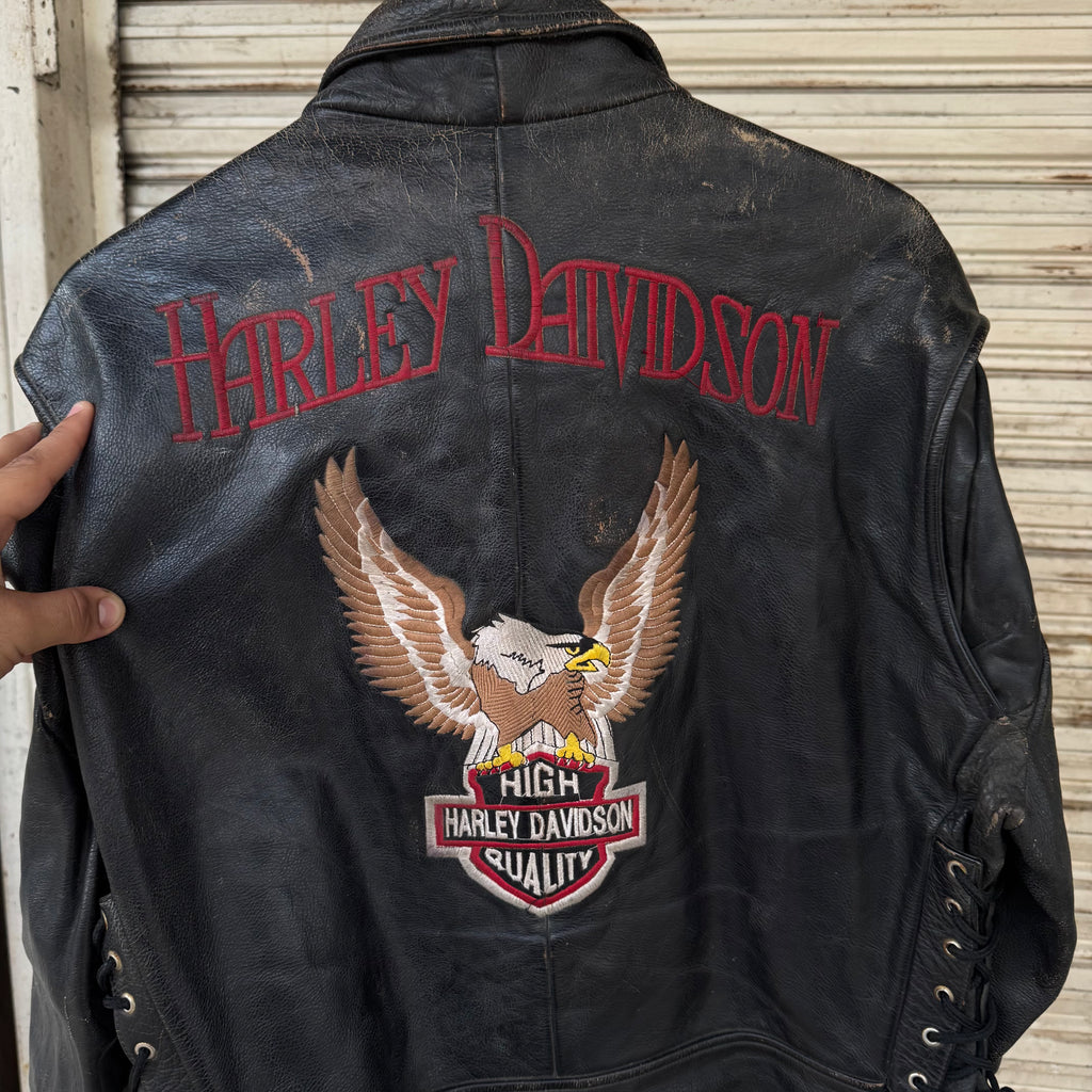 1970s harley davidson biker jacket - Med