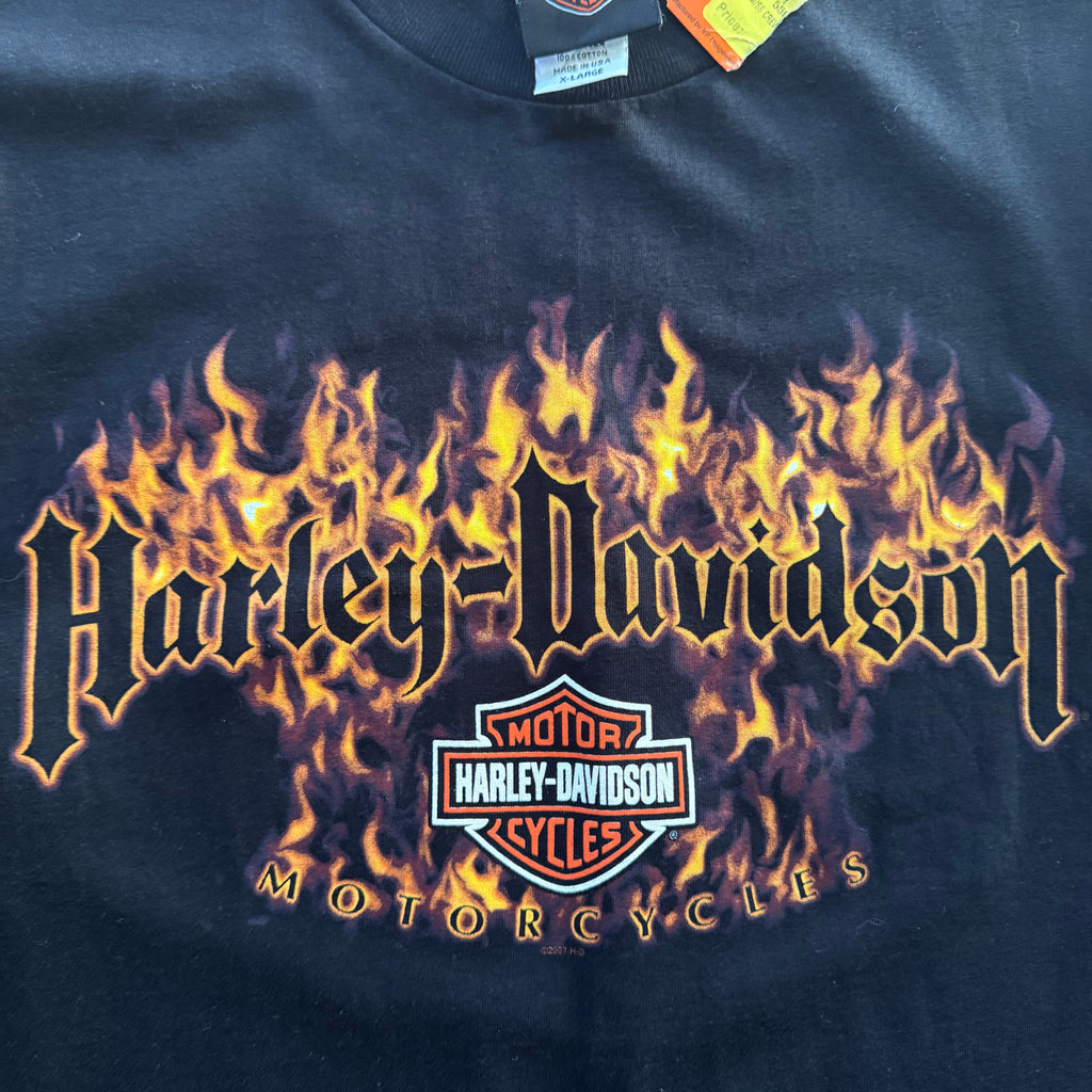 00s harley davidson flames tee - L/XL