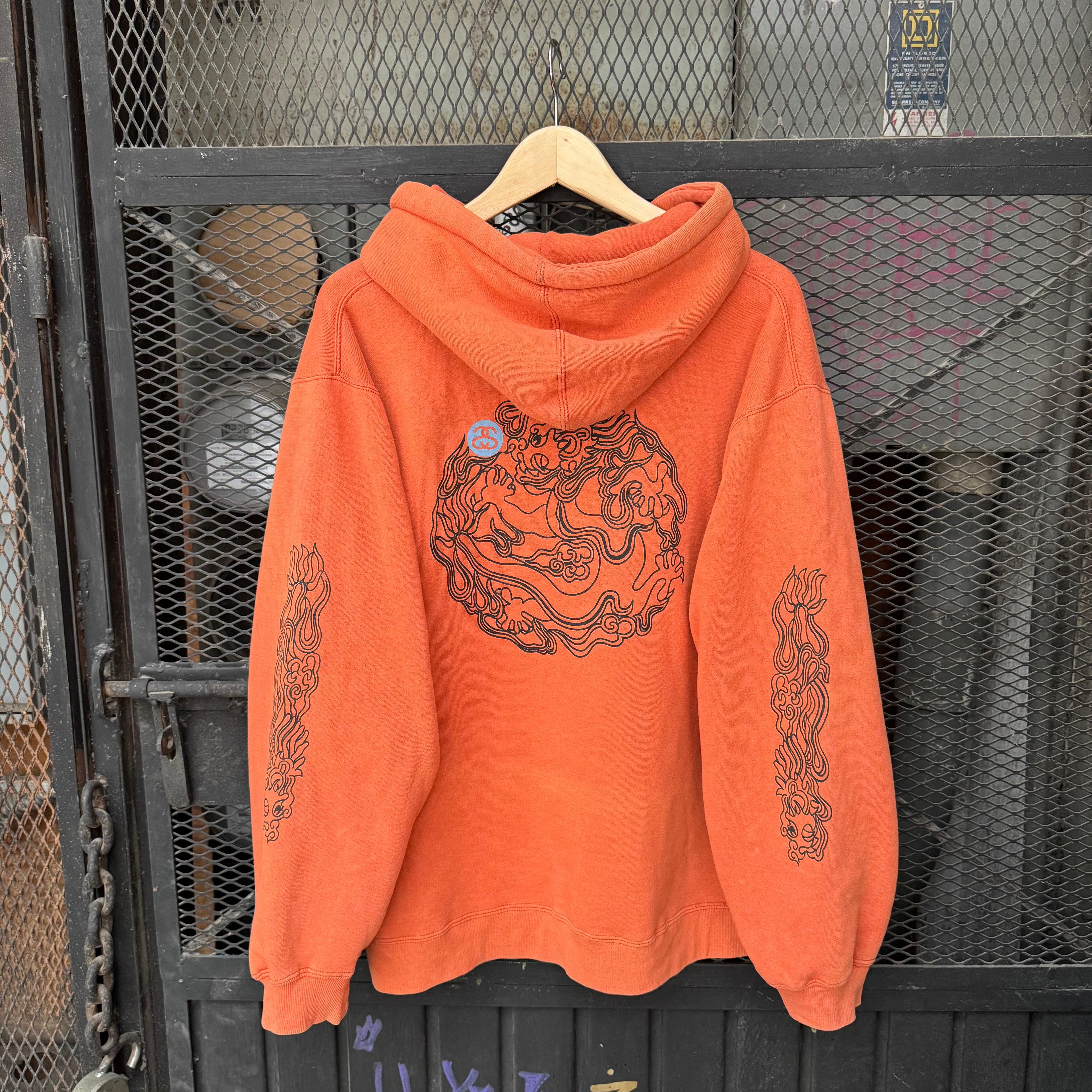 90s stussy dragon hoodie - Large