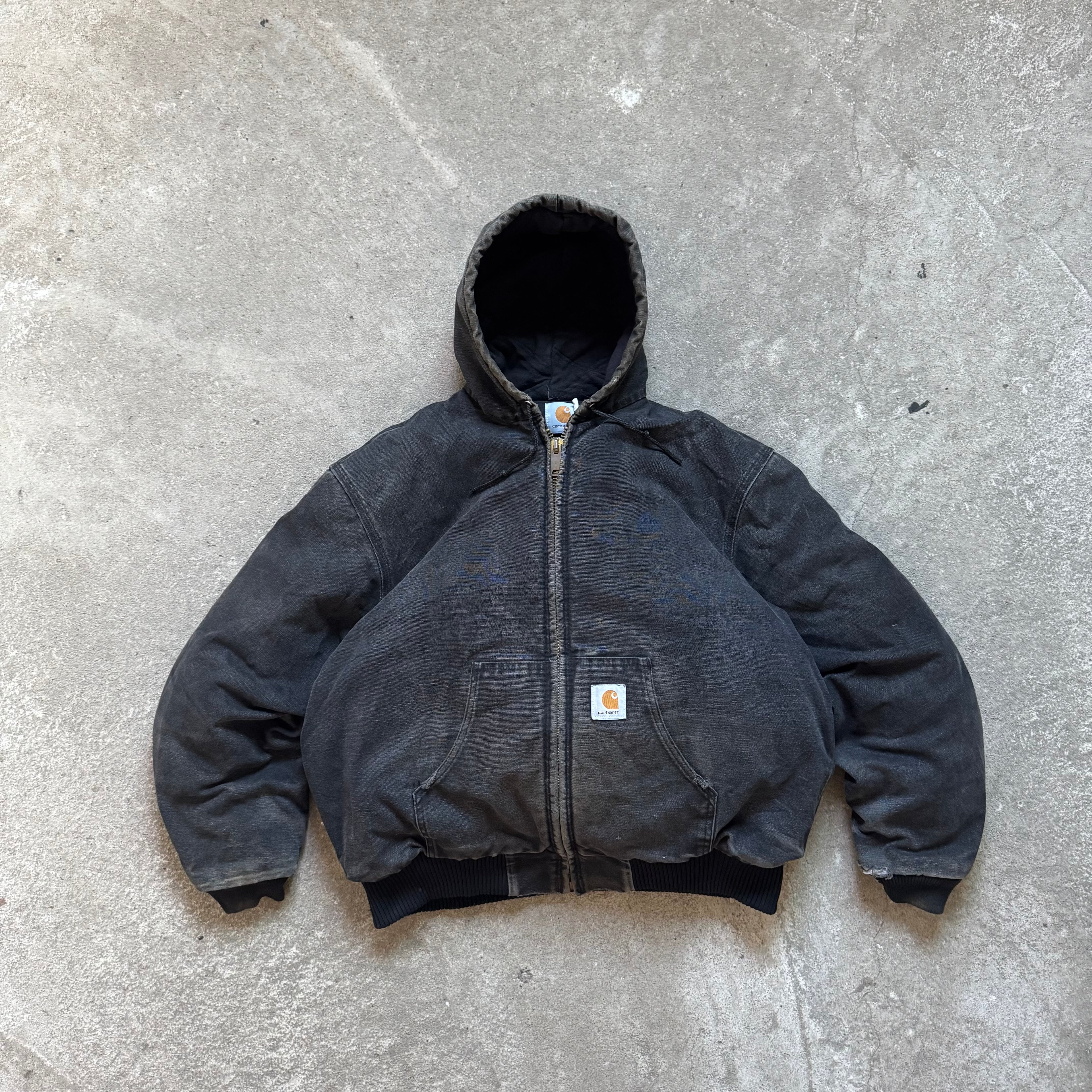 90s black carhartt duck active jacket - XL