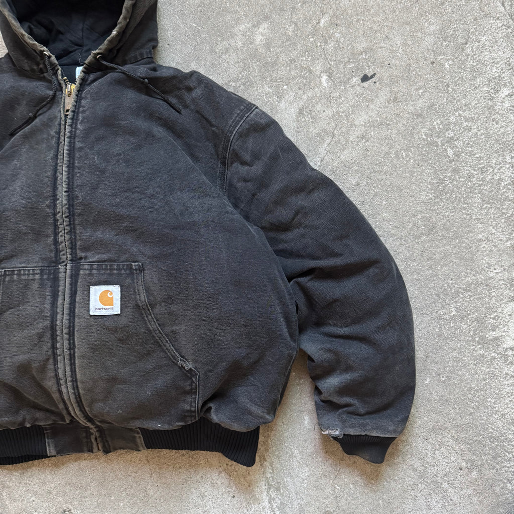 90s black carhartt duck active jacket - XL