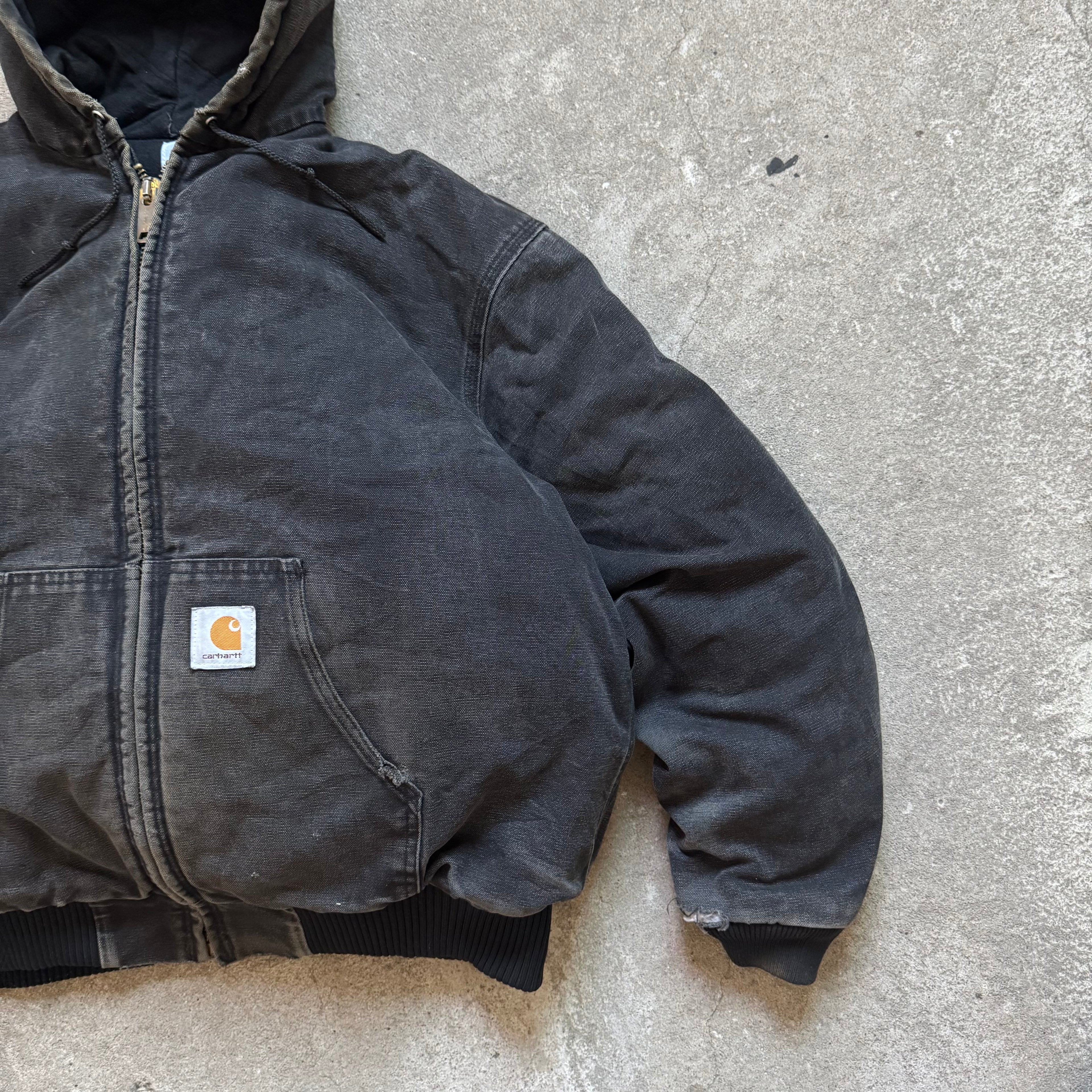 90s black carhartt duck active jacket - XL