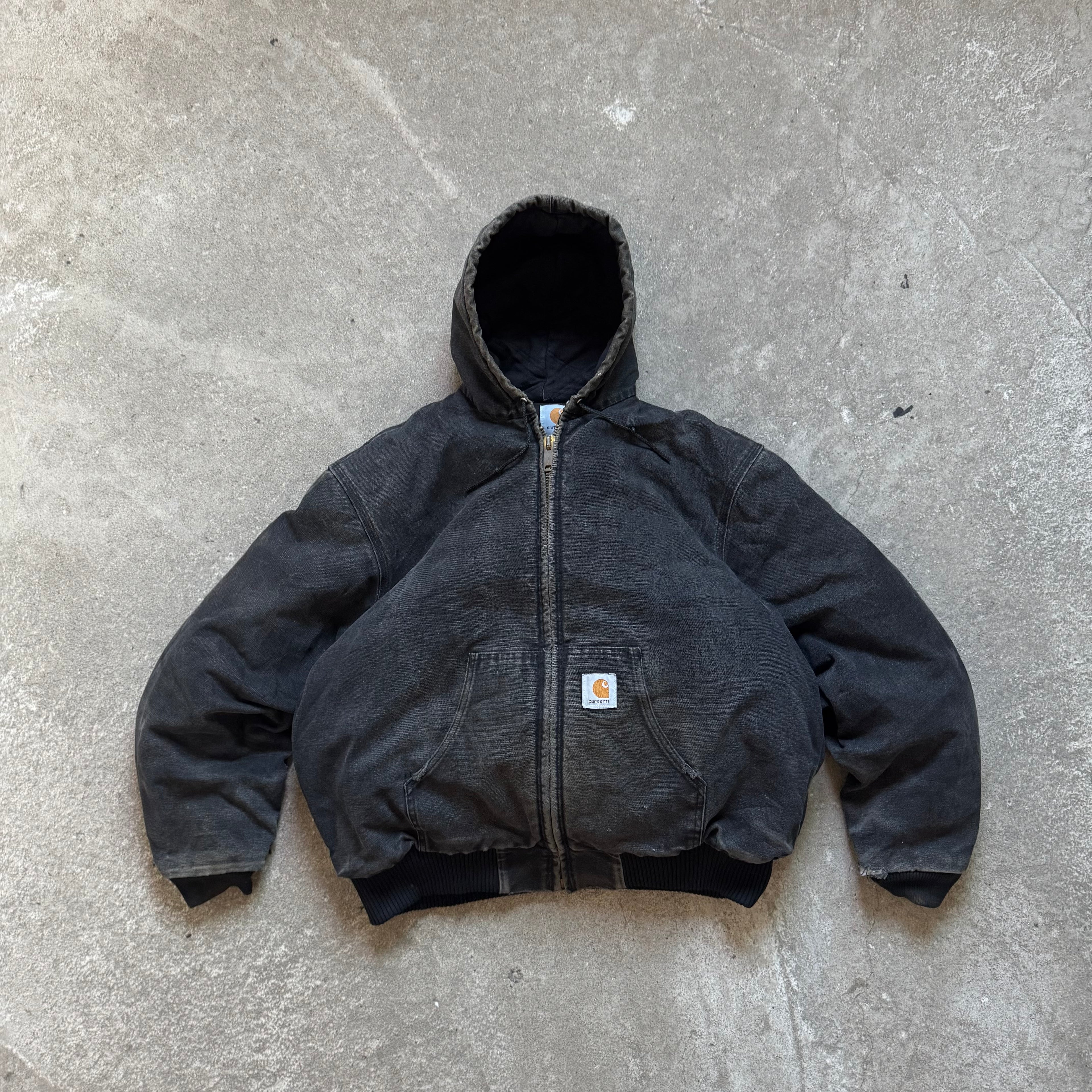 90s black carhartt duck active jacket - XL