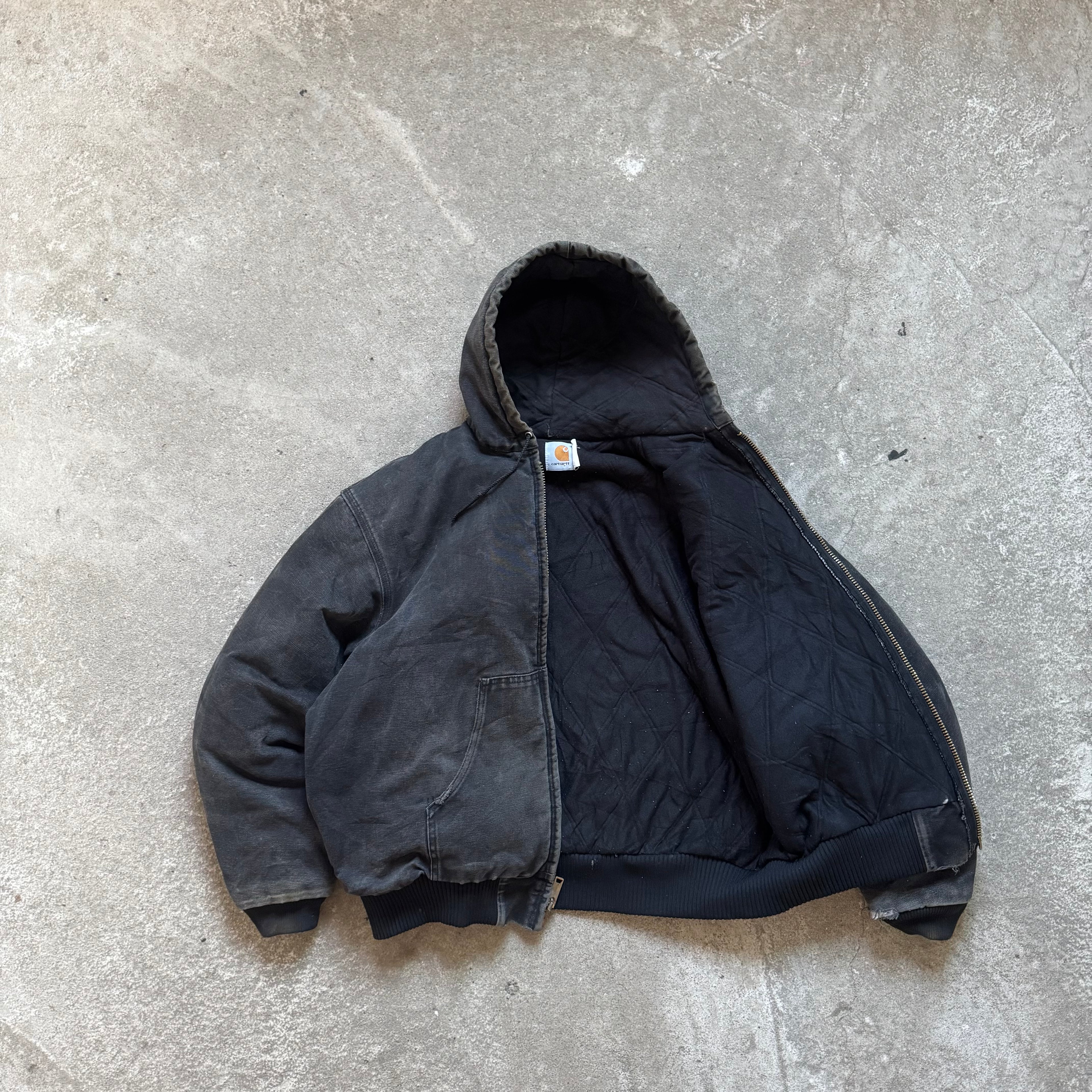 90s black carhartt duck active jacket - XL