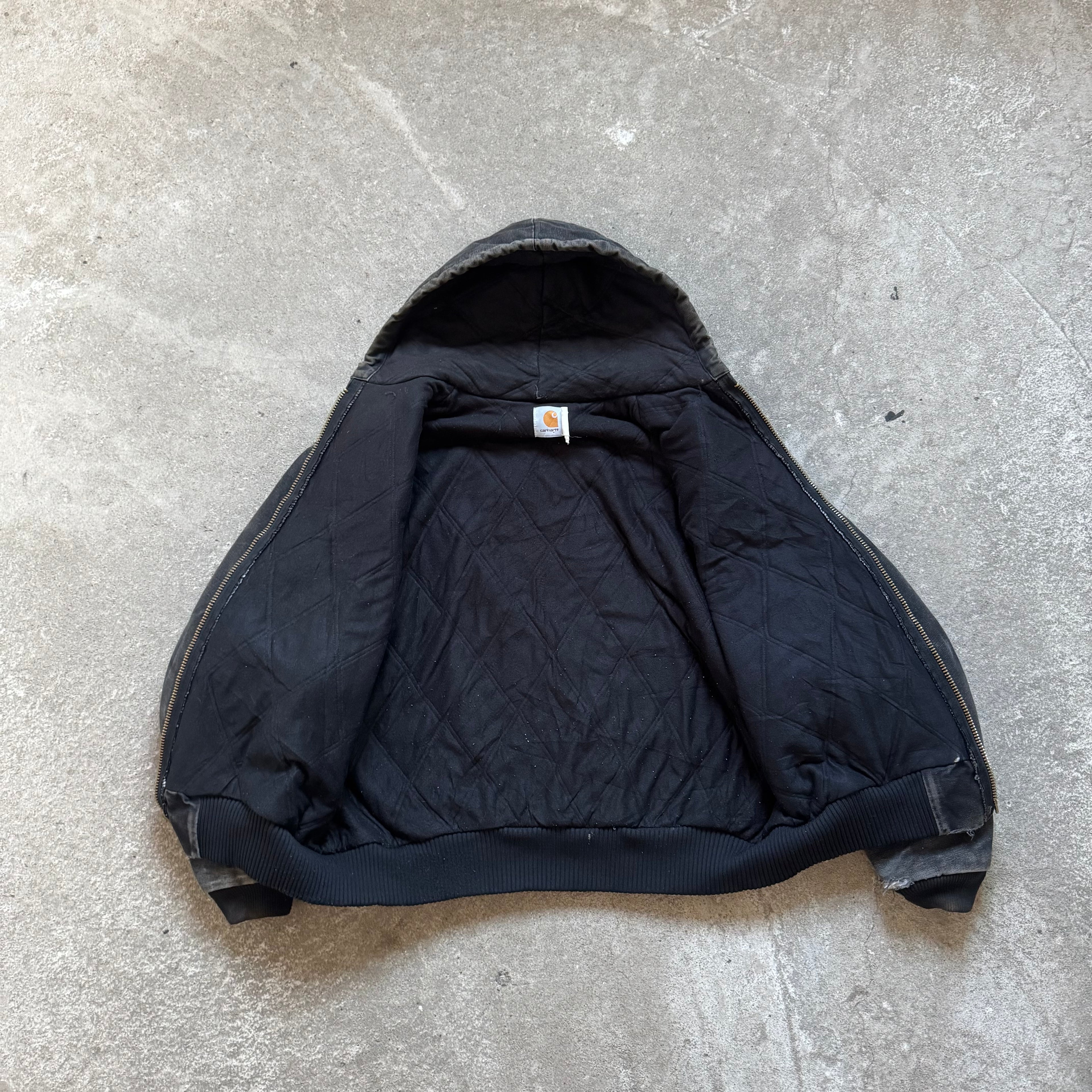 90s black carhartt duck active jacket - XL