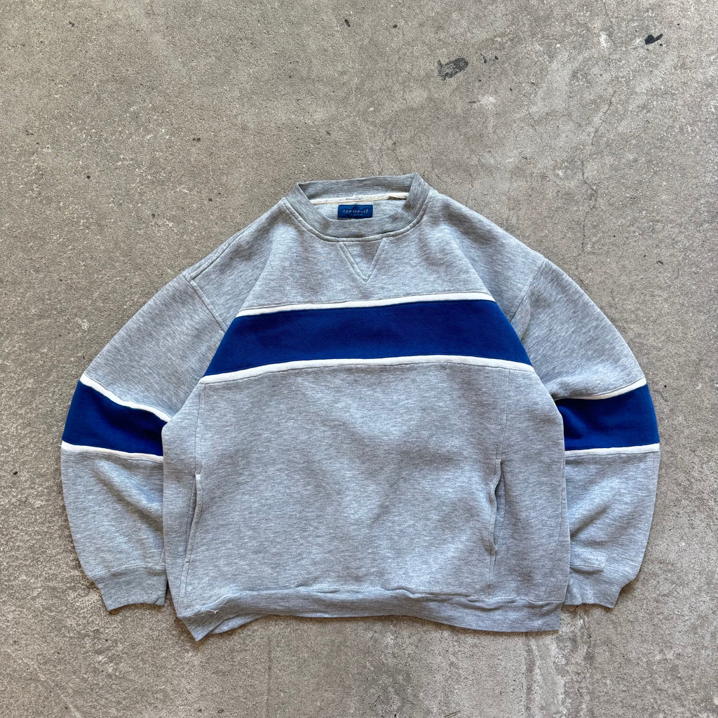90s grey n blue crewneck - Med/Large