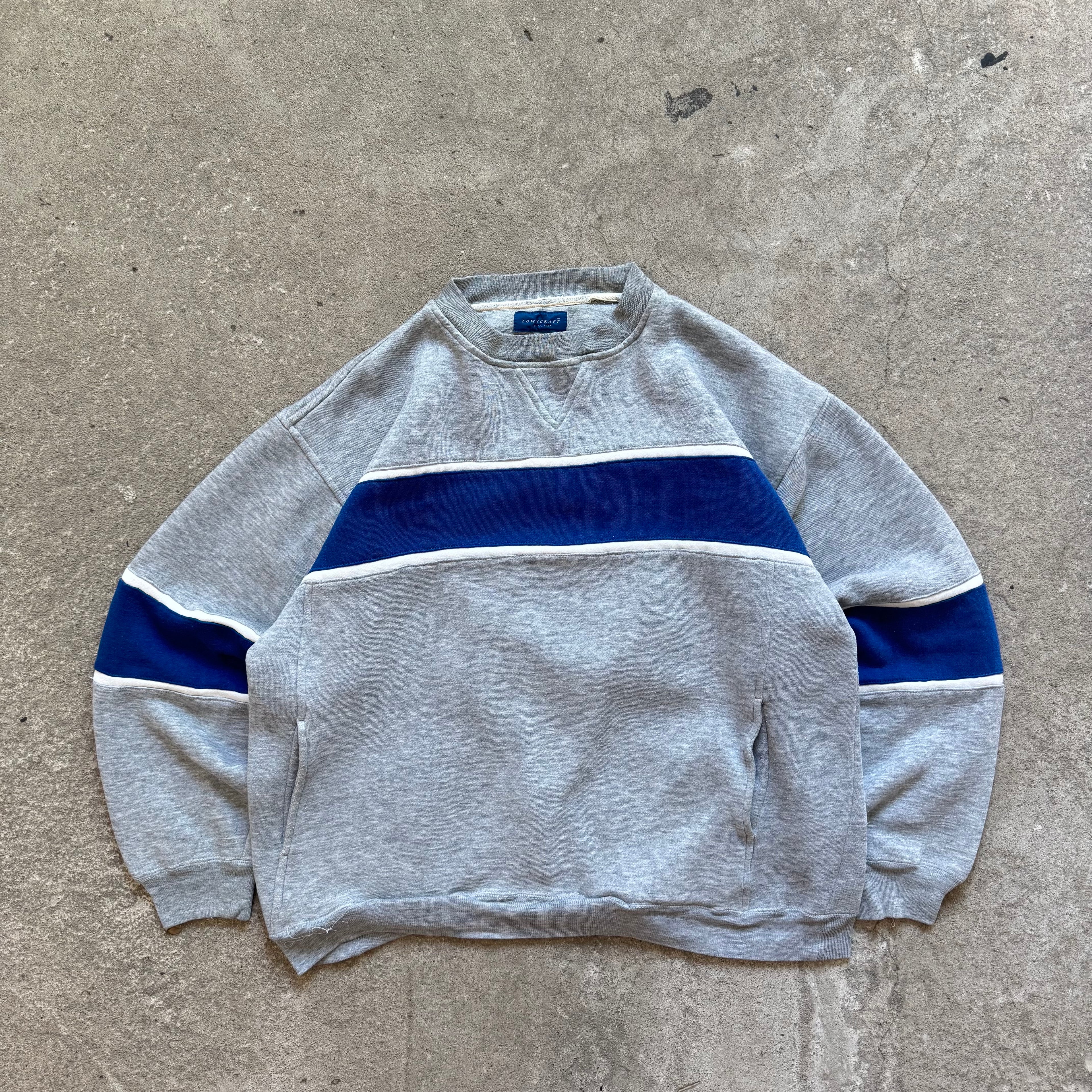 90s grey n blue crewneck - Med/Large