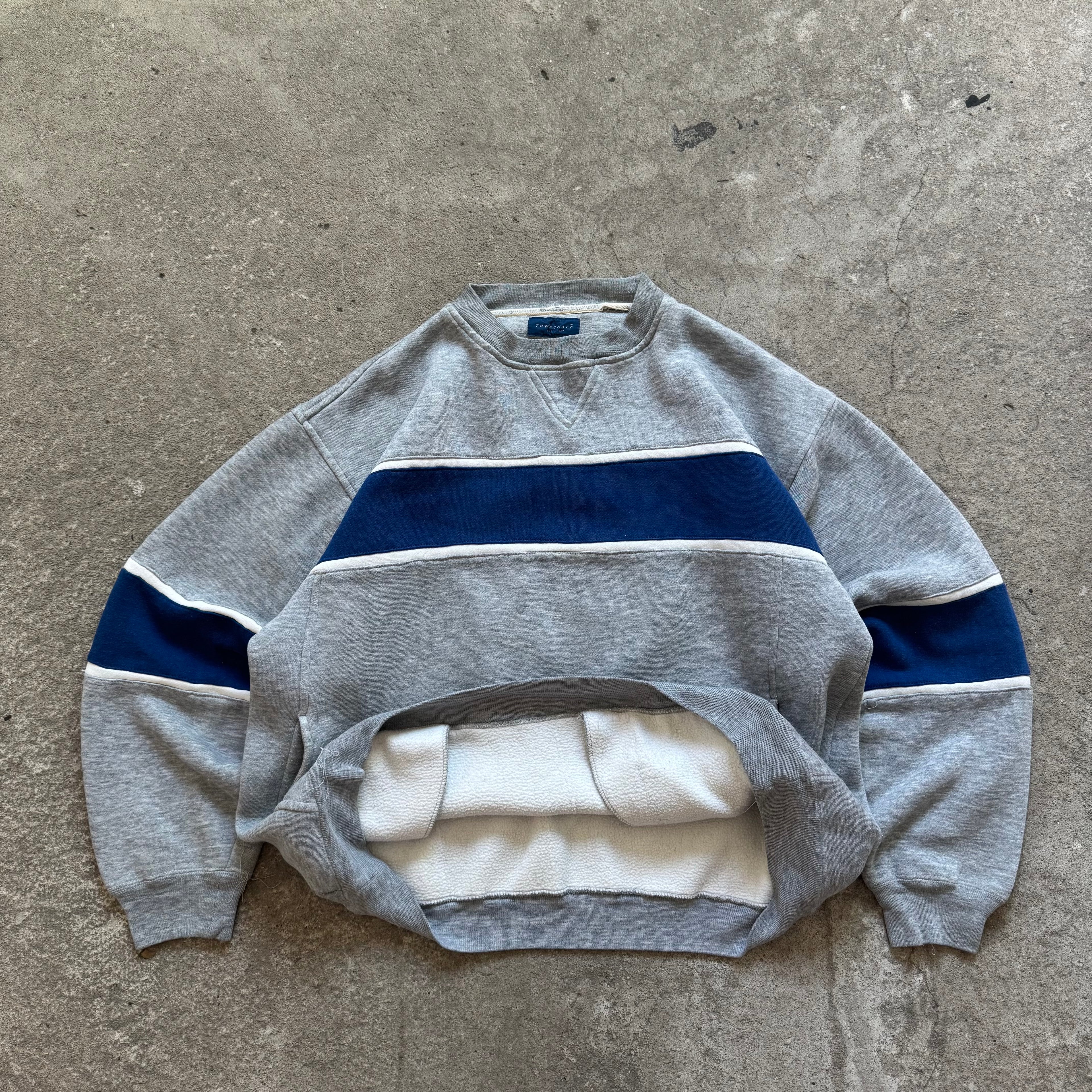 90s grey n blue crewneck - Med/Large