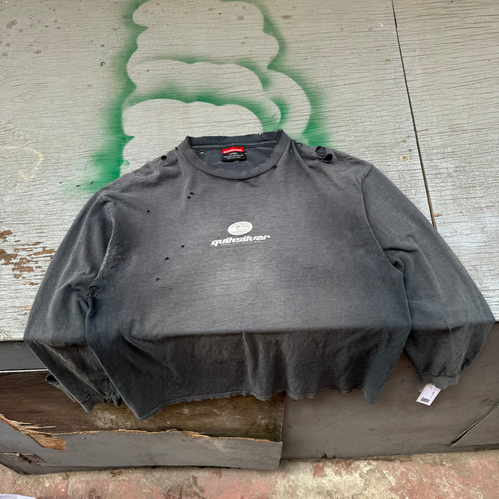 90s quiksilver faded + distressed longsleeve - Large