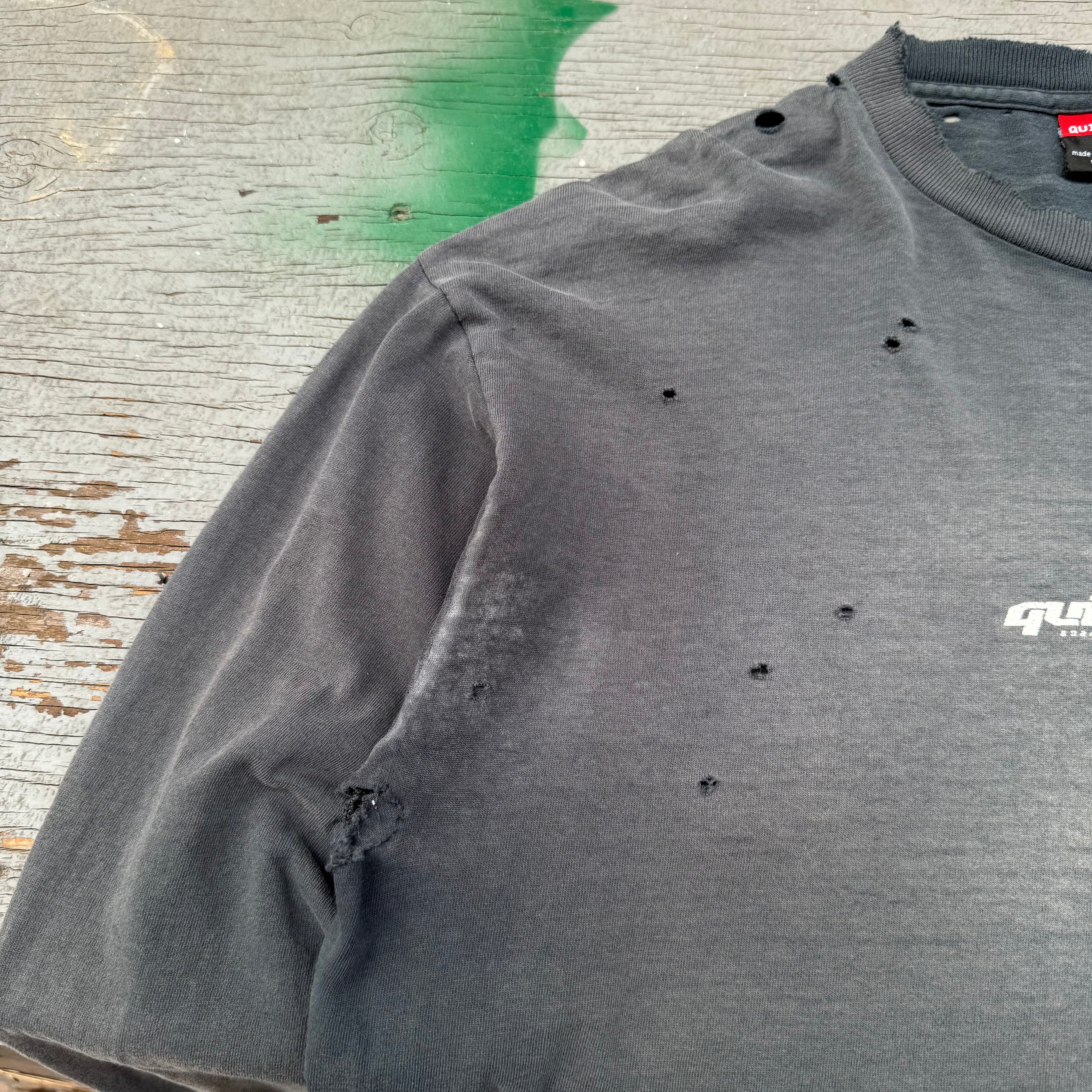 90s quiksilver faded + distressed longsleeve - Large