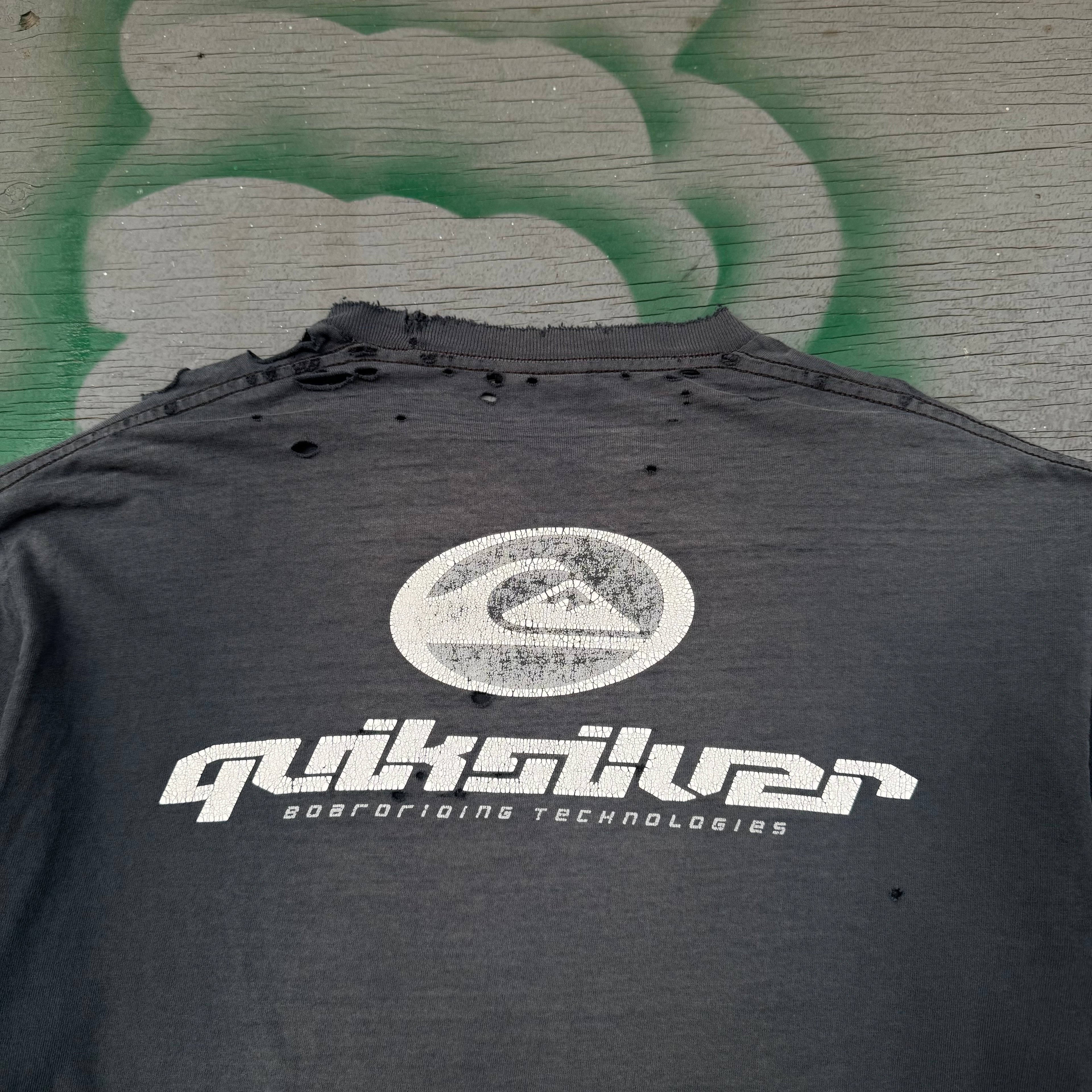 90s quiksilver faded + distressed longsleeve - Large