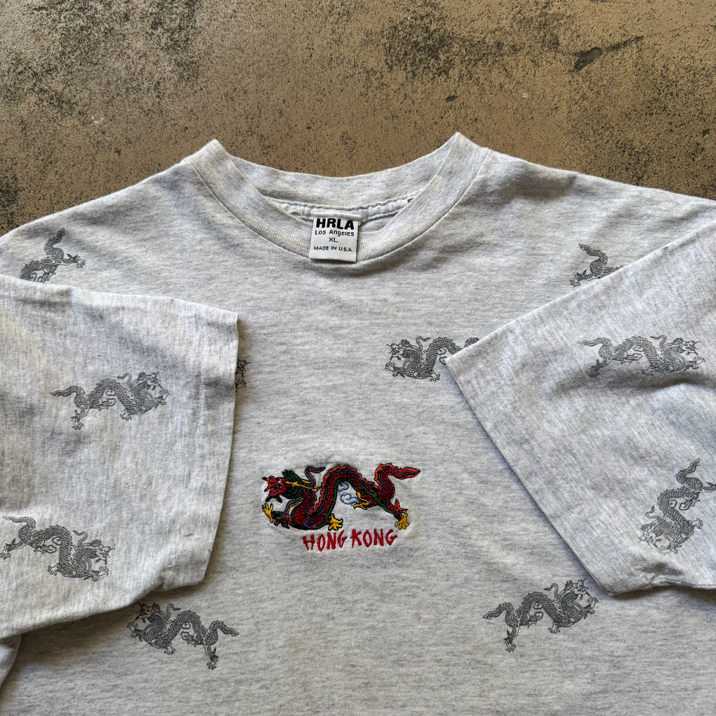 90s hong kong tee shirt all over print - L