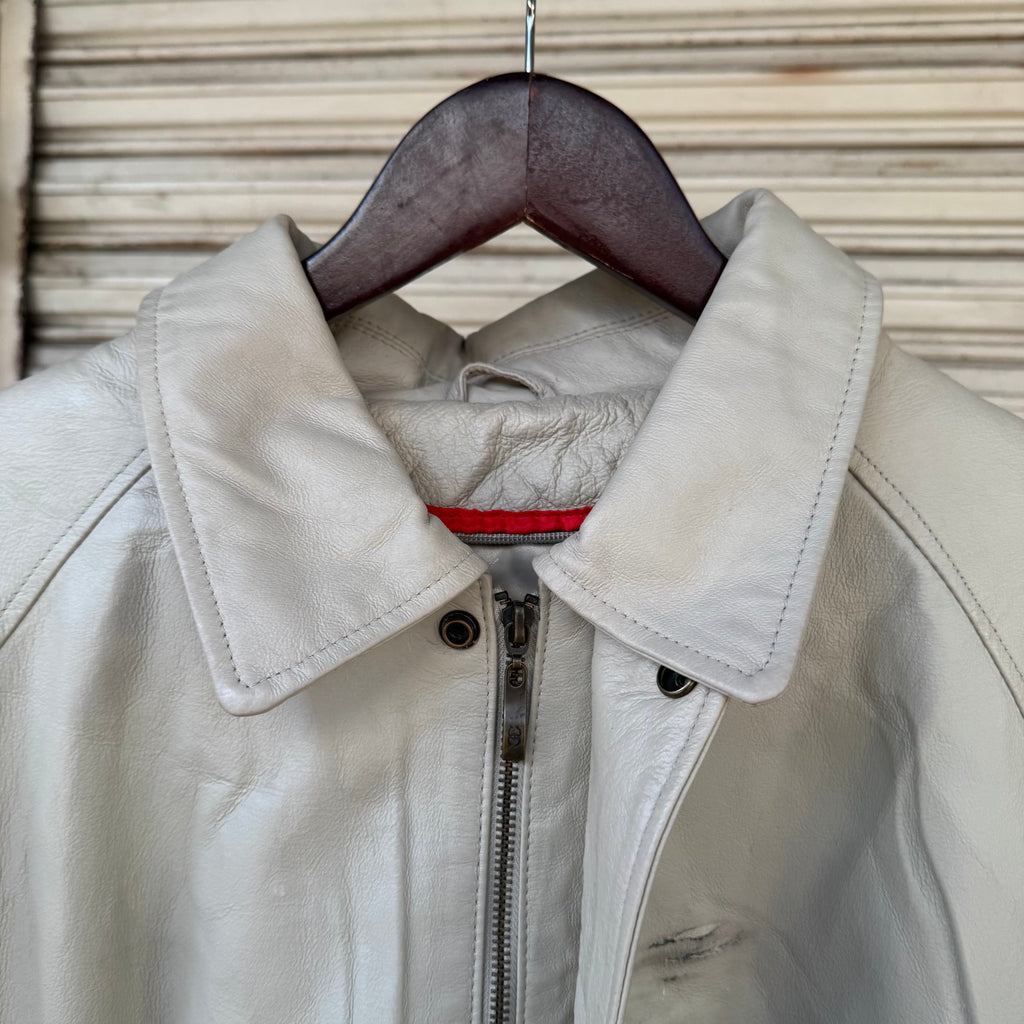 90s/00s genuine leather bone color - XL