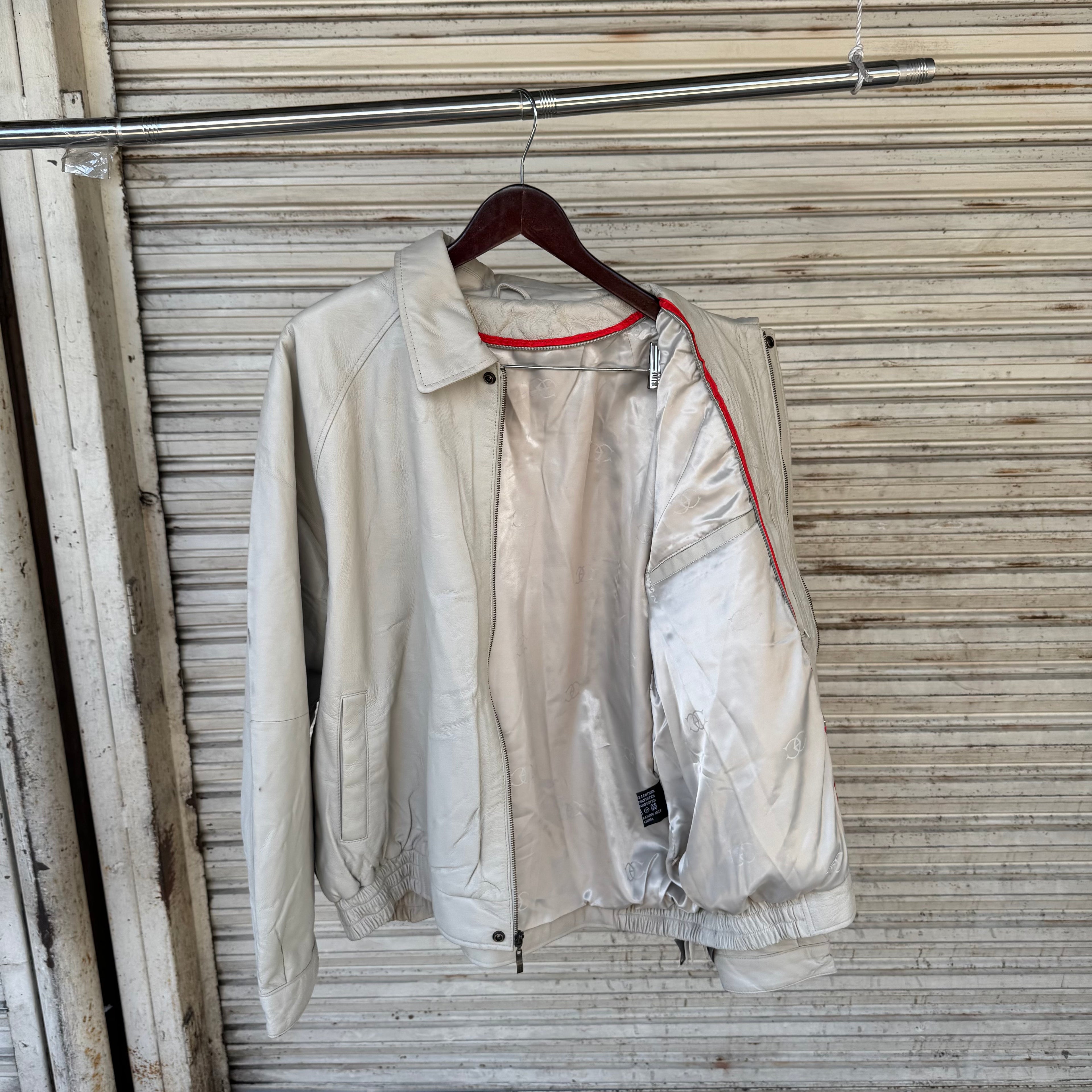 90s/00s genuine leather bone color - XL