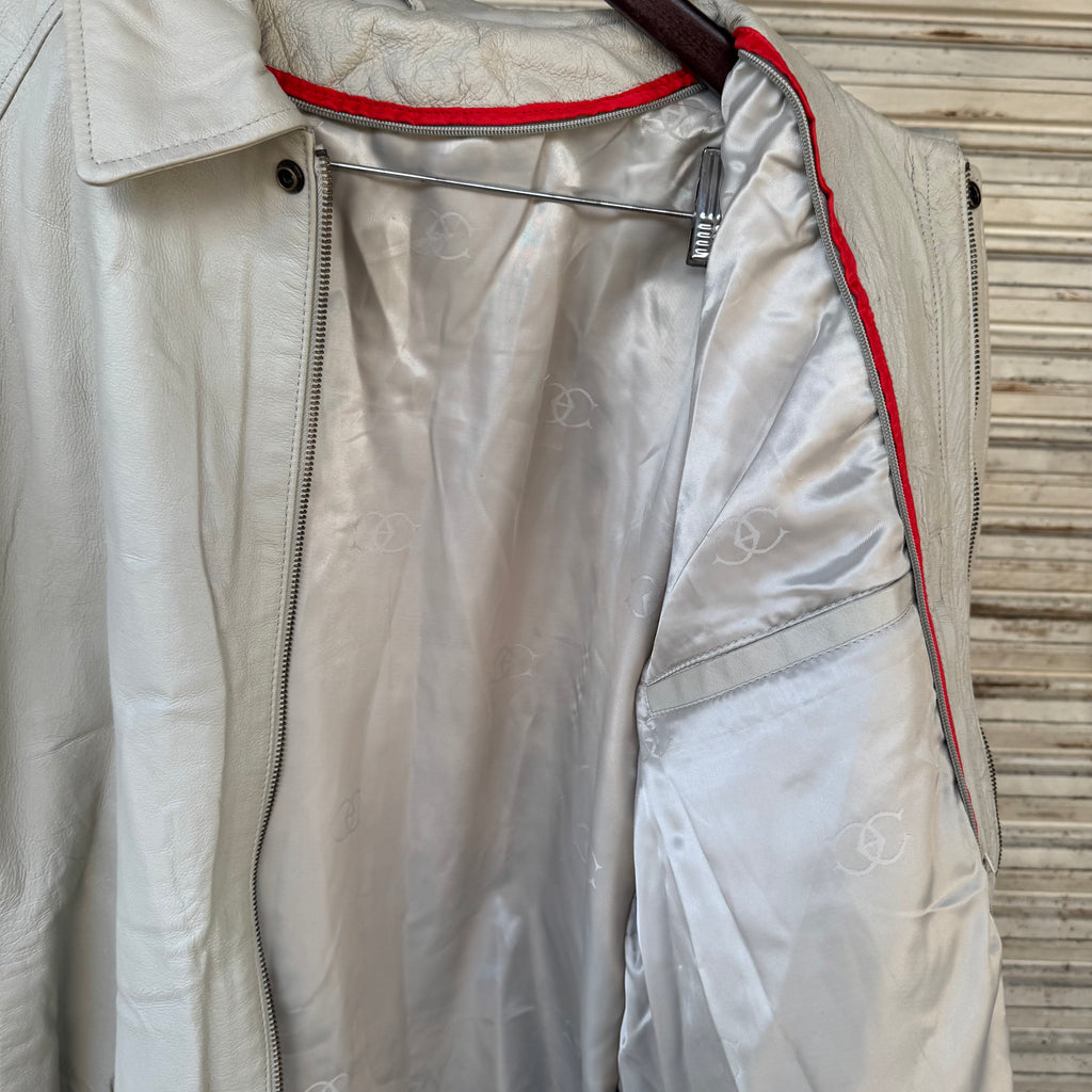 90s/00s genuine leather bone color - XL