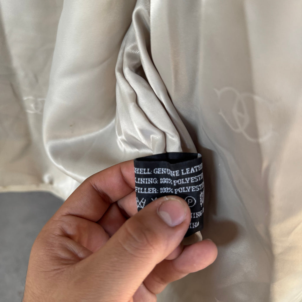 90s/00s genuine leather bone color - XL