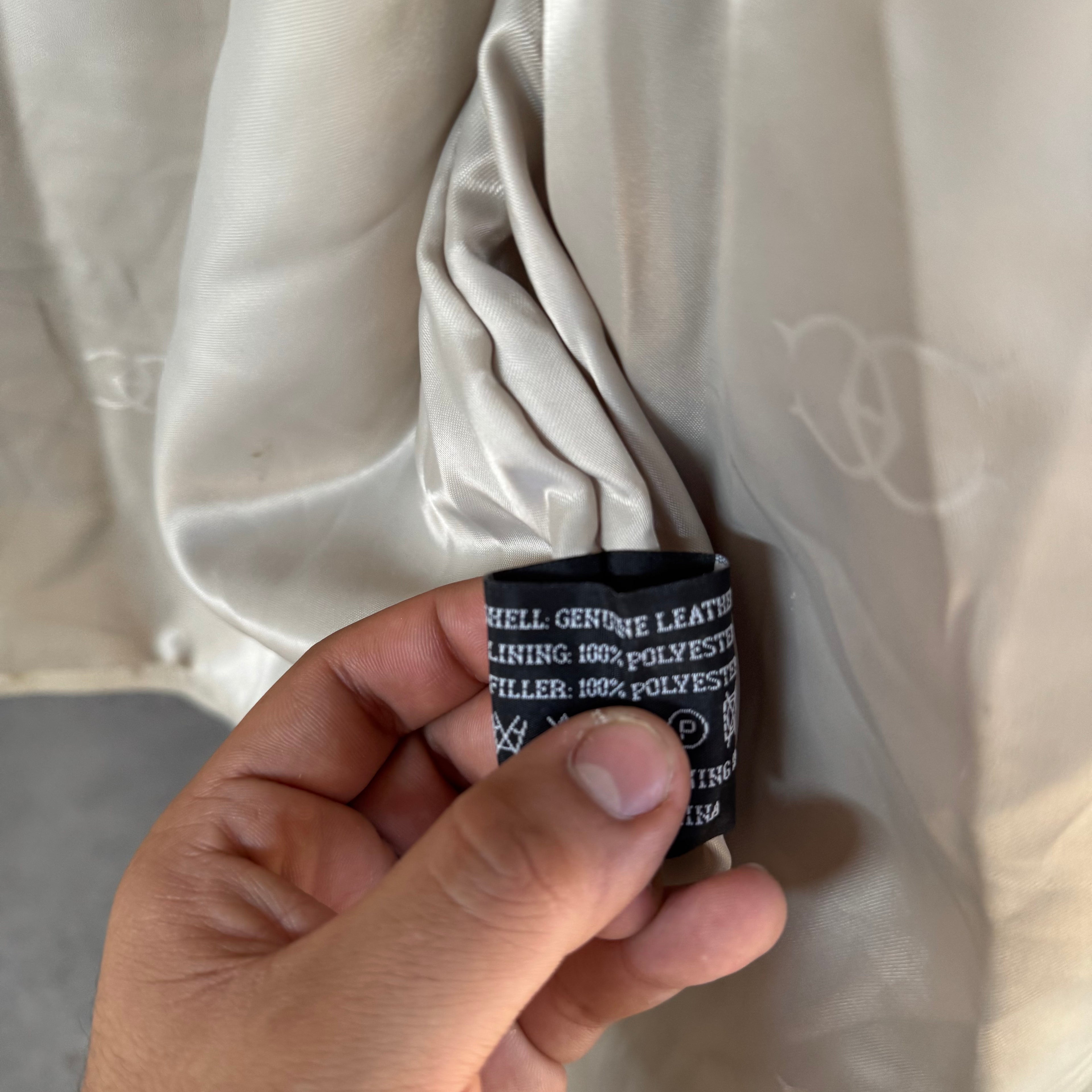 90s/00s genuine leather bone color - XL