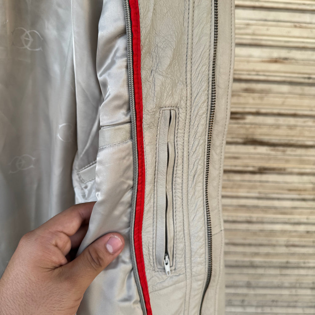 90s/00s genuine leather bone color - XL