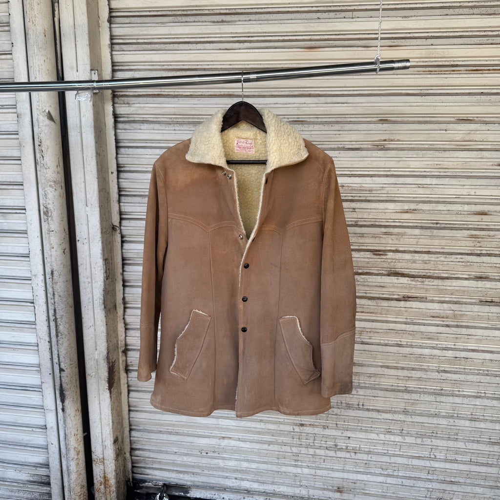 true Vintage 60s Suede Heavyweight Shearling lining jacket - Large