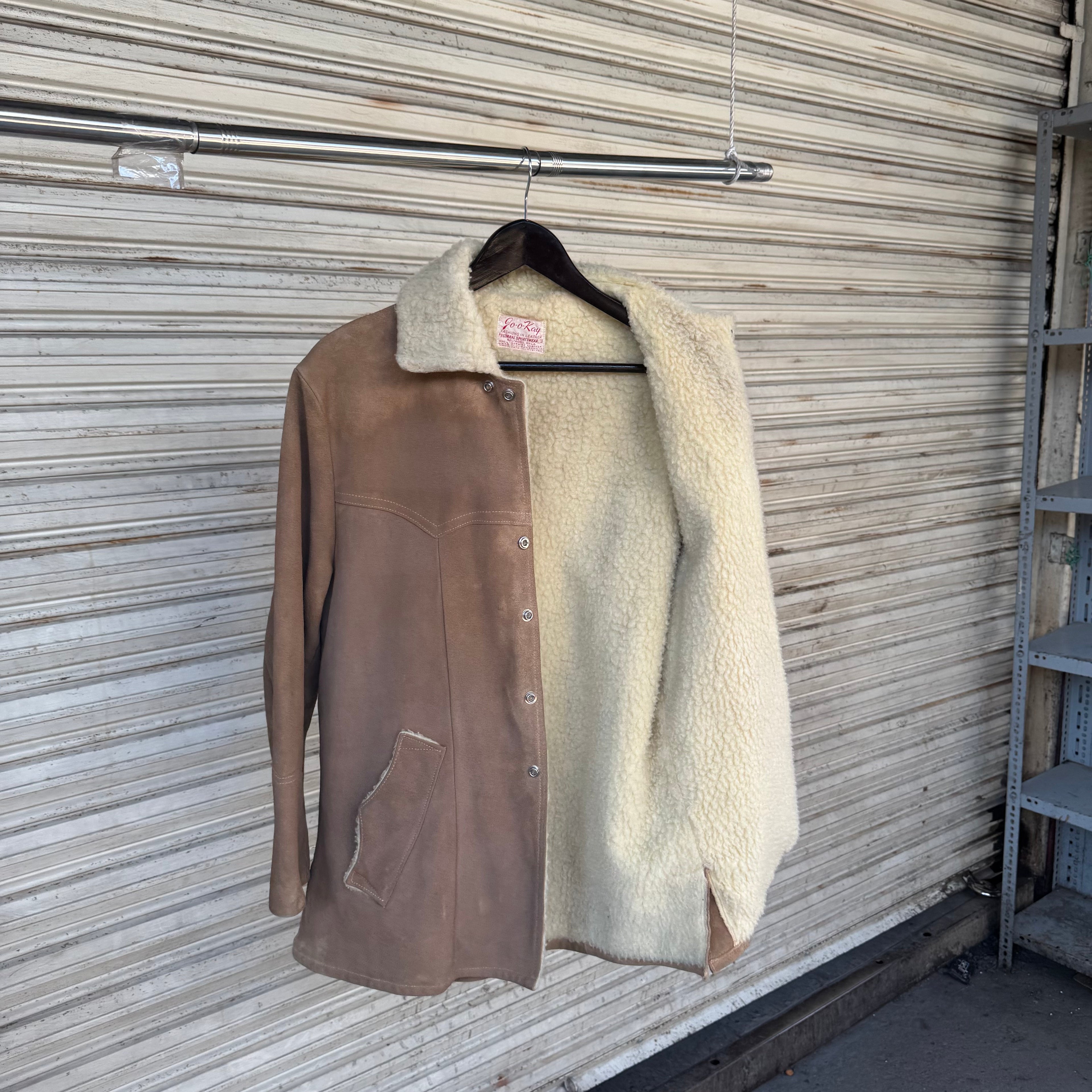 true Vintage 60s Suede Heavyweight Shearling lining jacket - Large