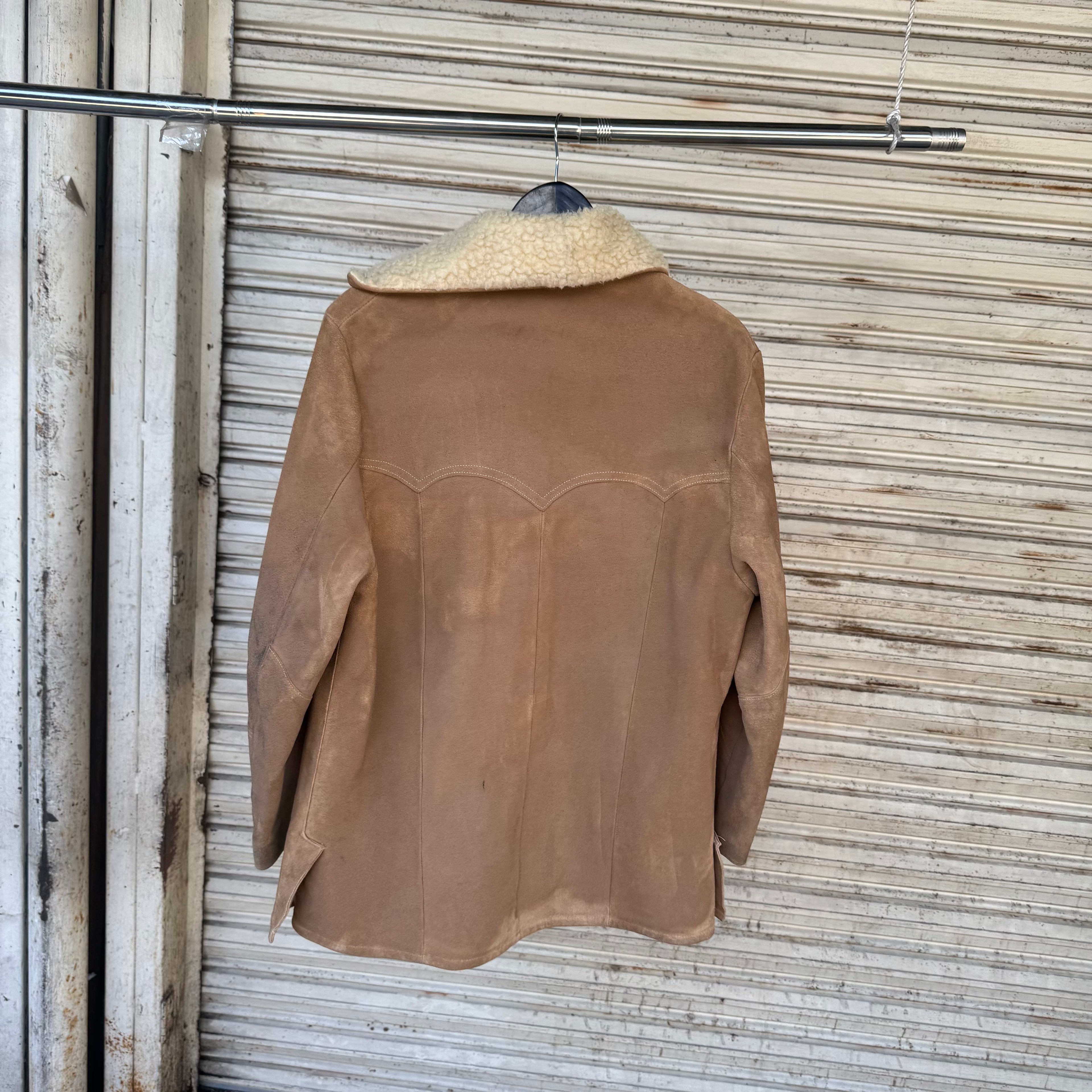true Vintage 60s Suede Heavyweight Shearling lining jacket - Large