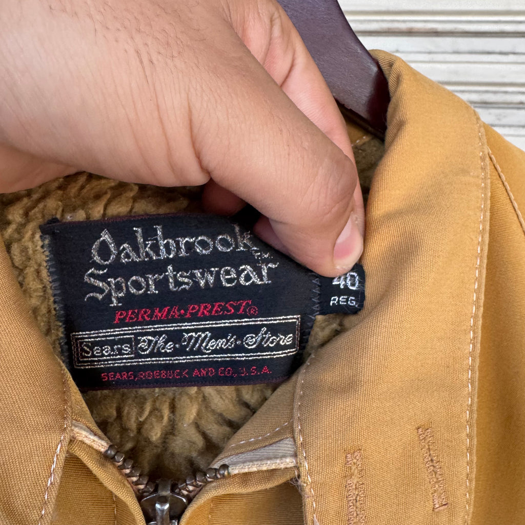 60s/70s sears harrington style sherpa lined jacket - M/L