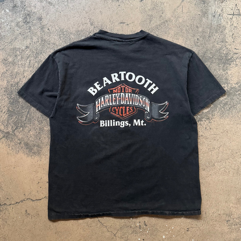 1986 harley davidson flames pocket tee - Large