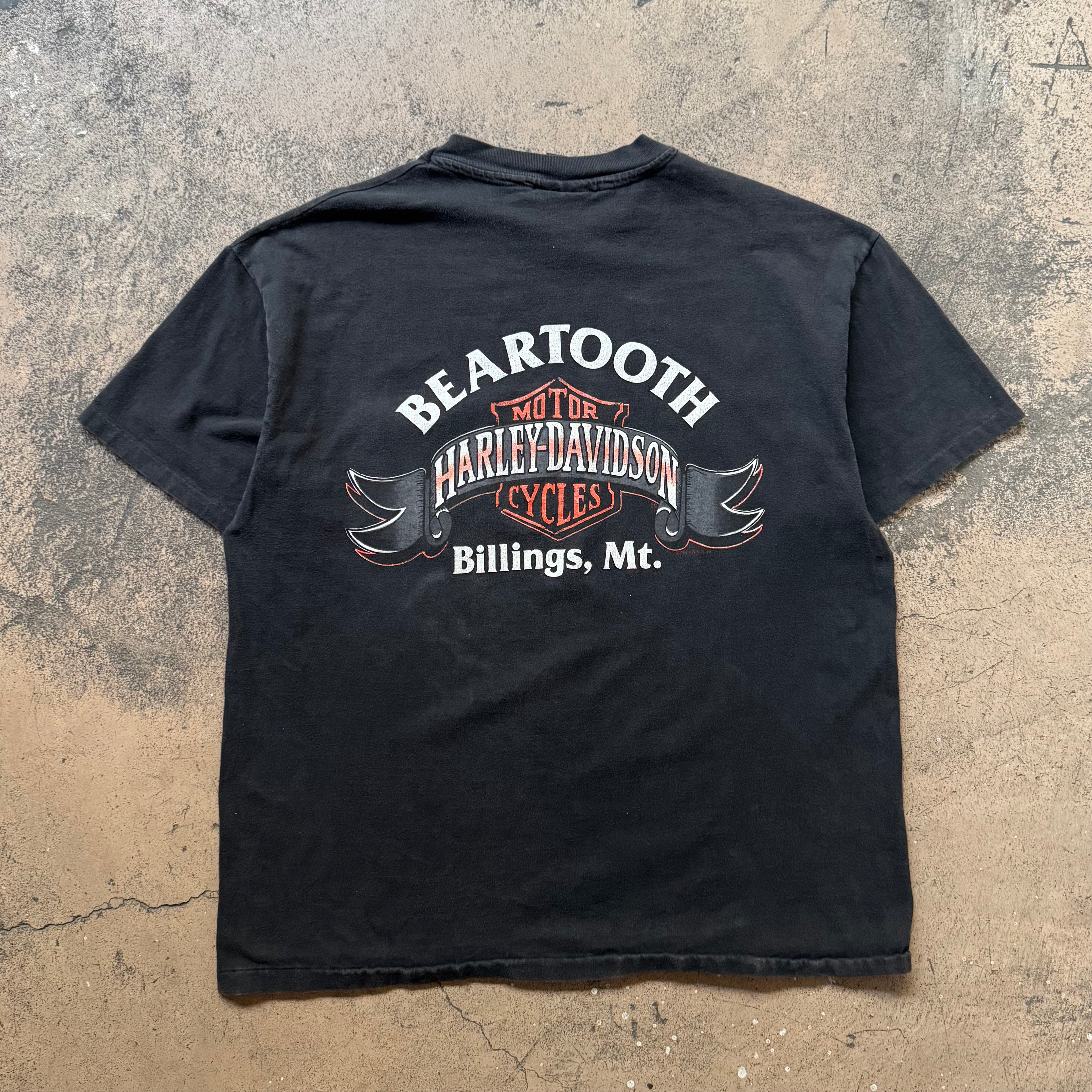 1986 harley davidson flames pocket tee - Large