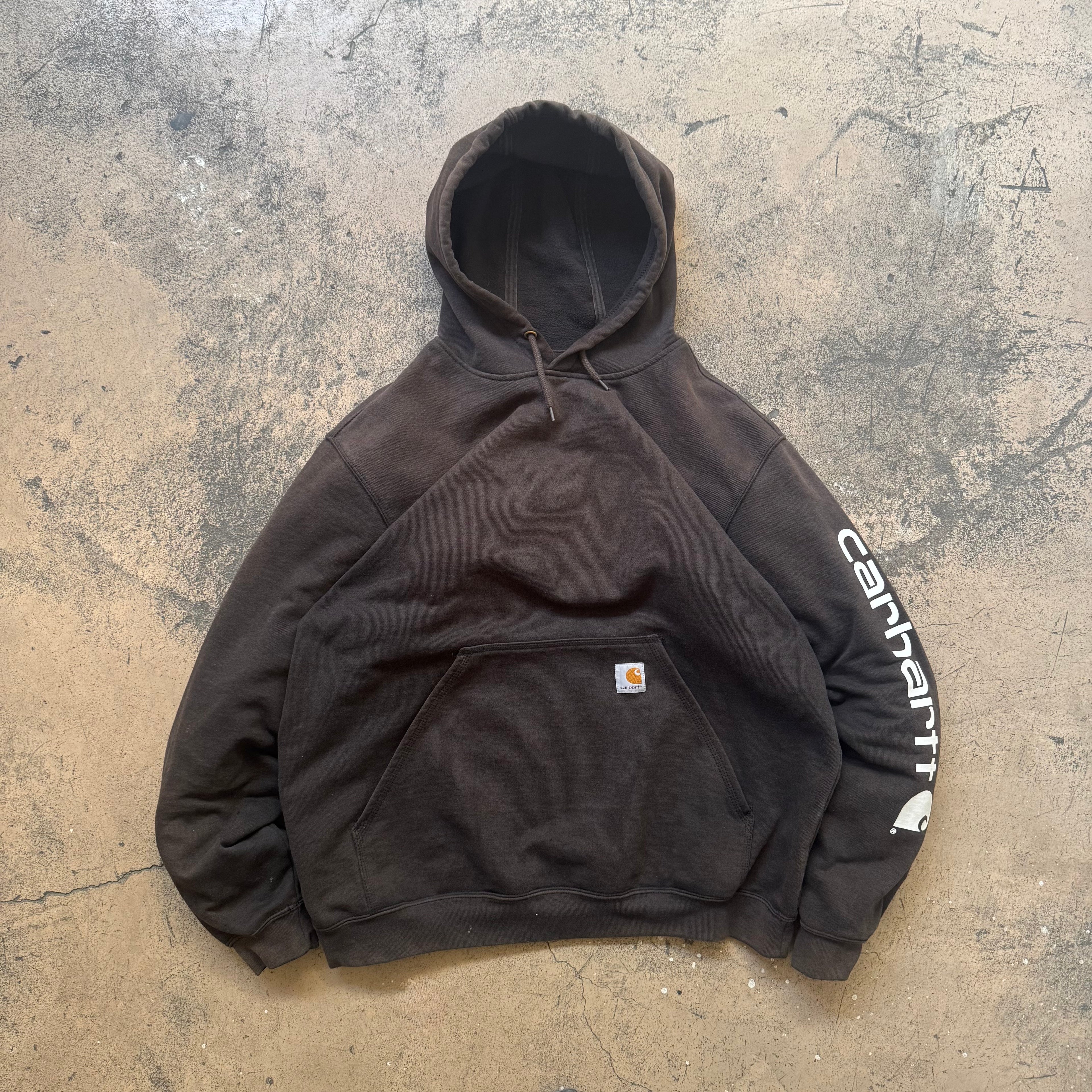 00s faded black carhartt hoodie - Large