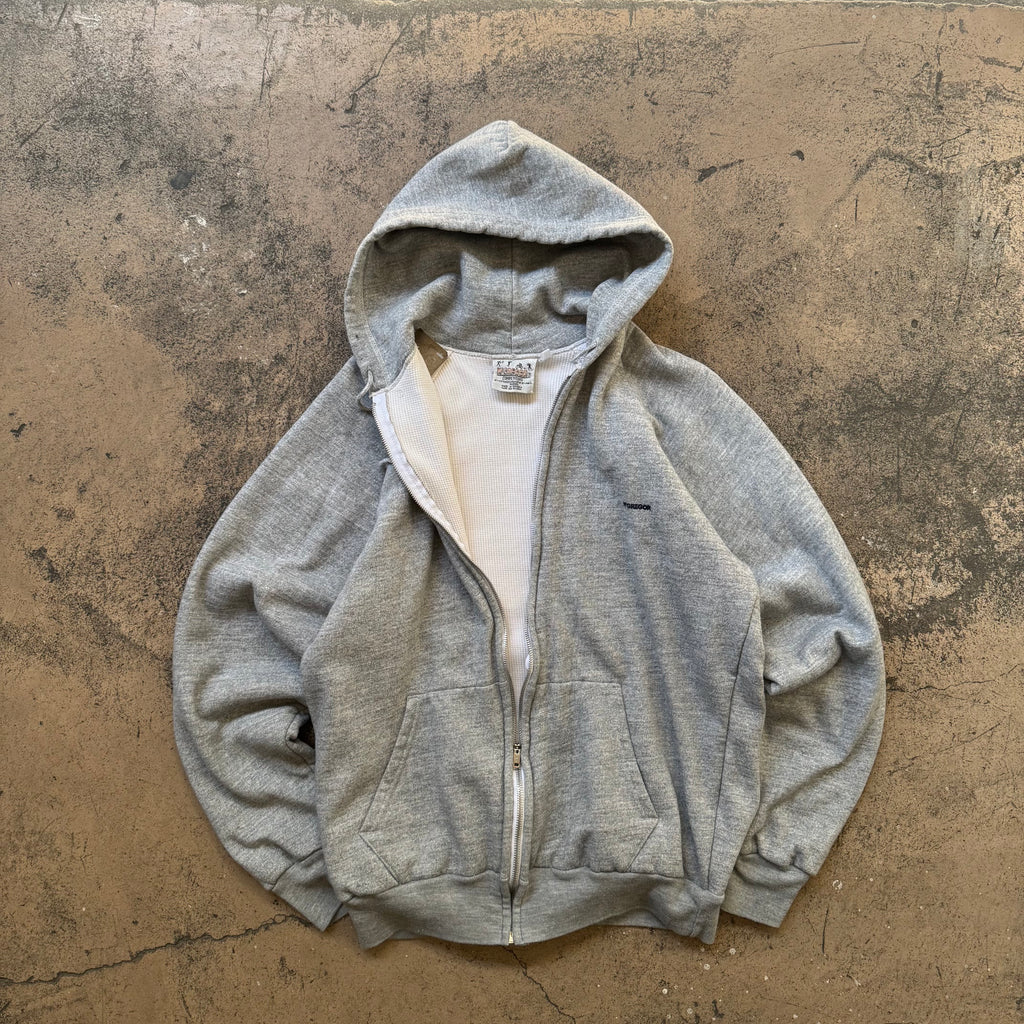 90s mcgregor waffle thermal lined zip up hoodie - Medium