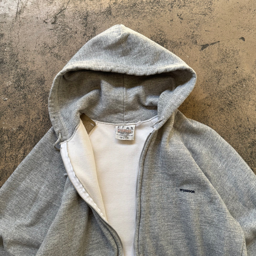90s mcgregor waffle thermal lined zip up hoodie - Medium
