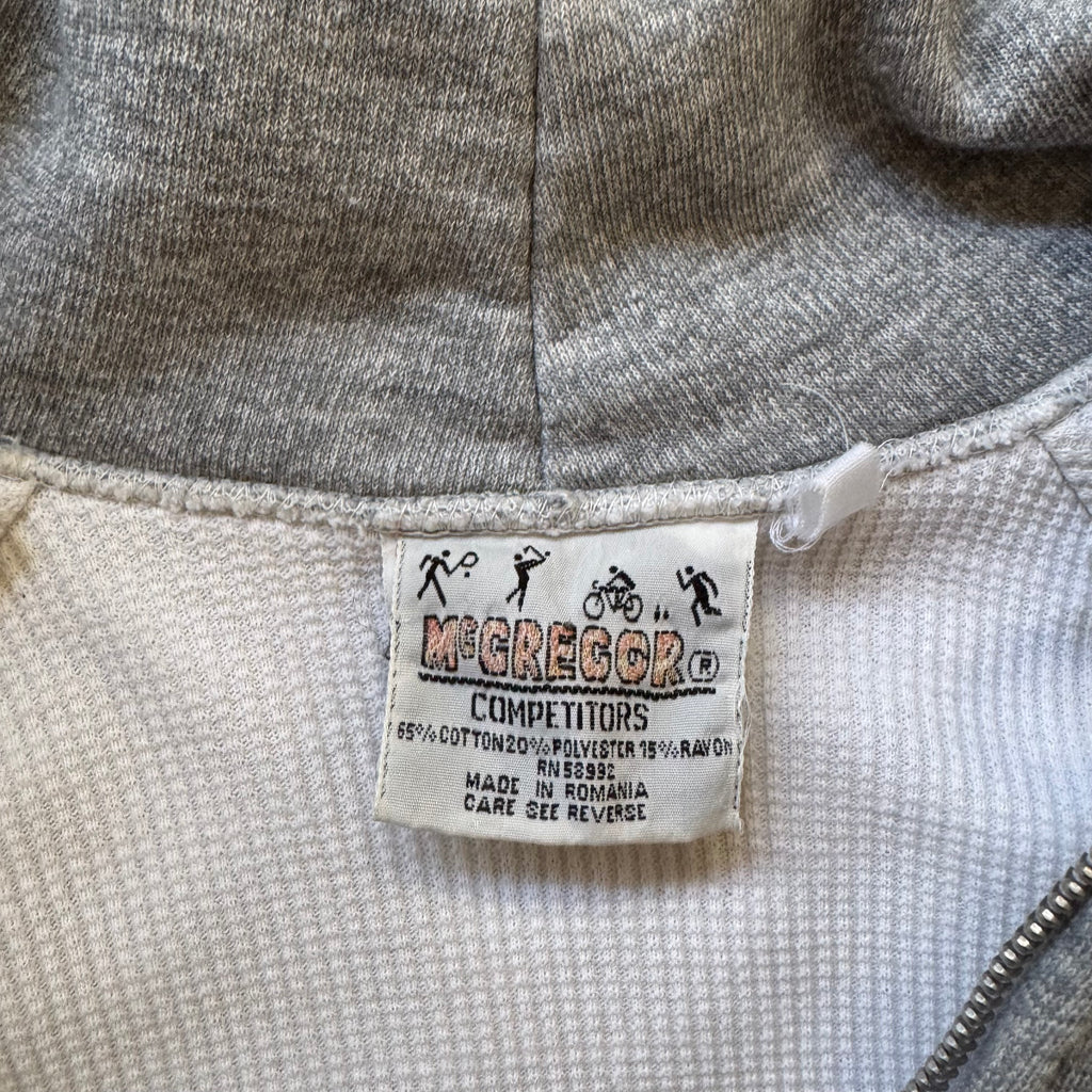 90s mcgregor waffle thermal lined zip up hoodie - Medium