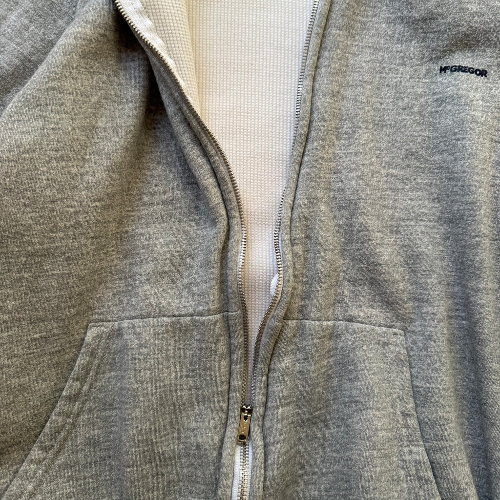 90s mcgregor waffle thermal lined zip up hoodie - Medium