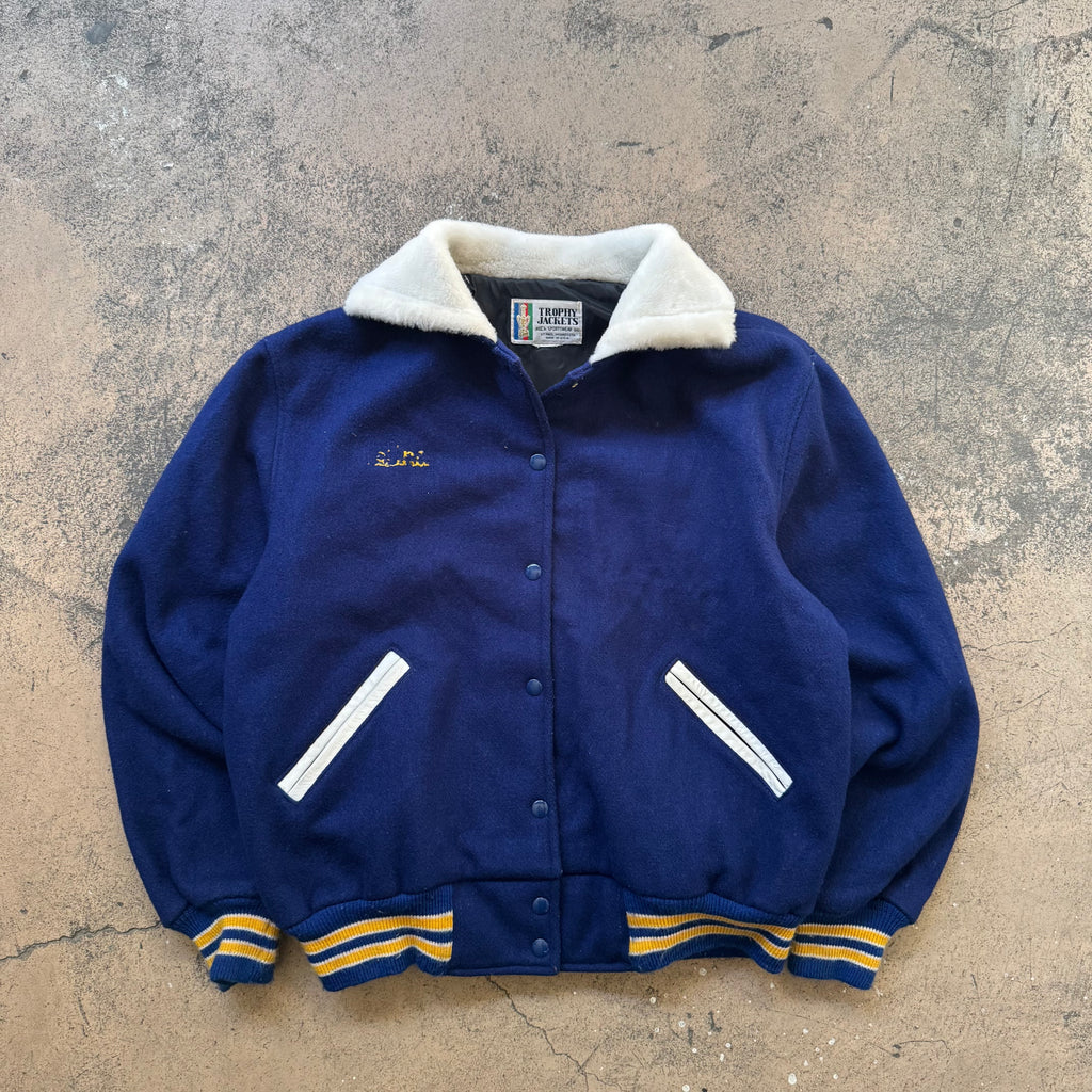 60s/7`0s varsity jacket with fur collar - Medium