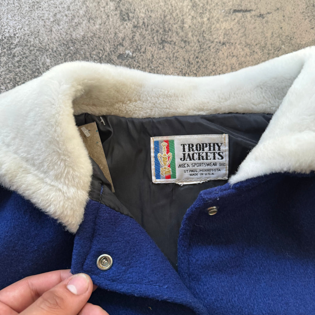 60s/7`0s varsity jacket with fur collar - Medium