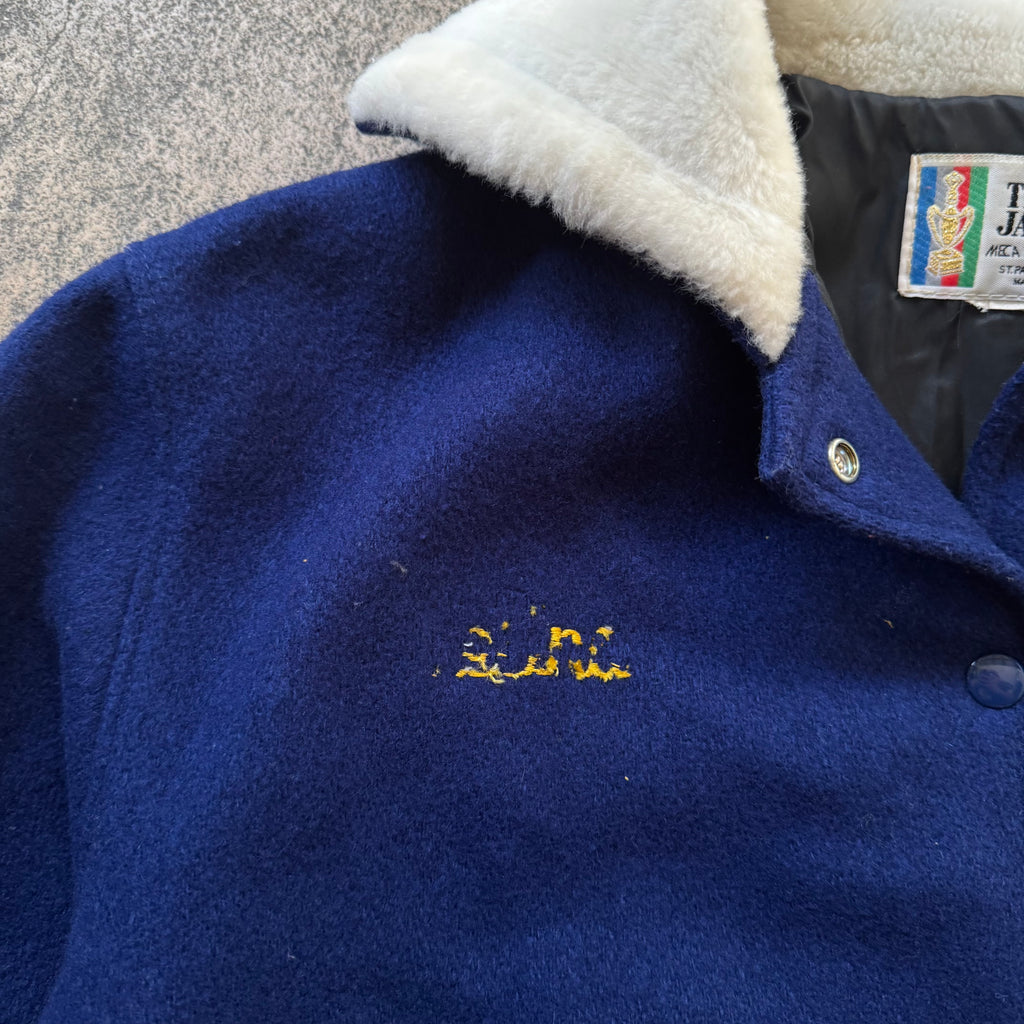 60s/7`0s varsity jacket with fur collar - Medium