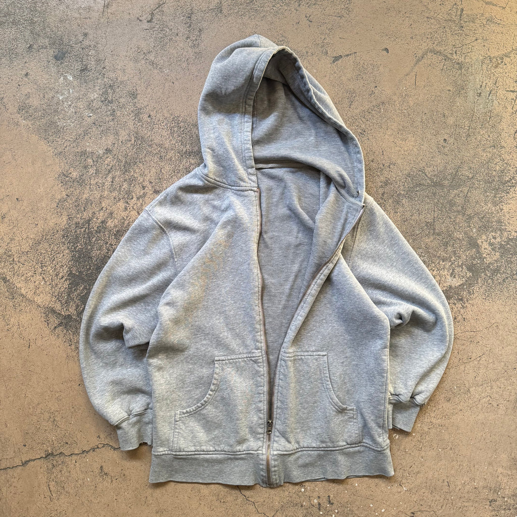 90s waffle thermal zip up hoodie - Medium