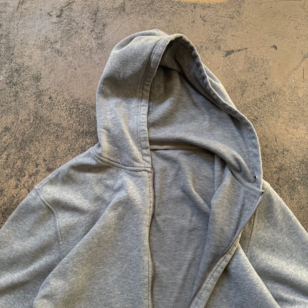 90s waffle thermal zip up hoodie - Medium