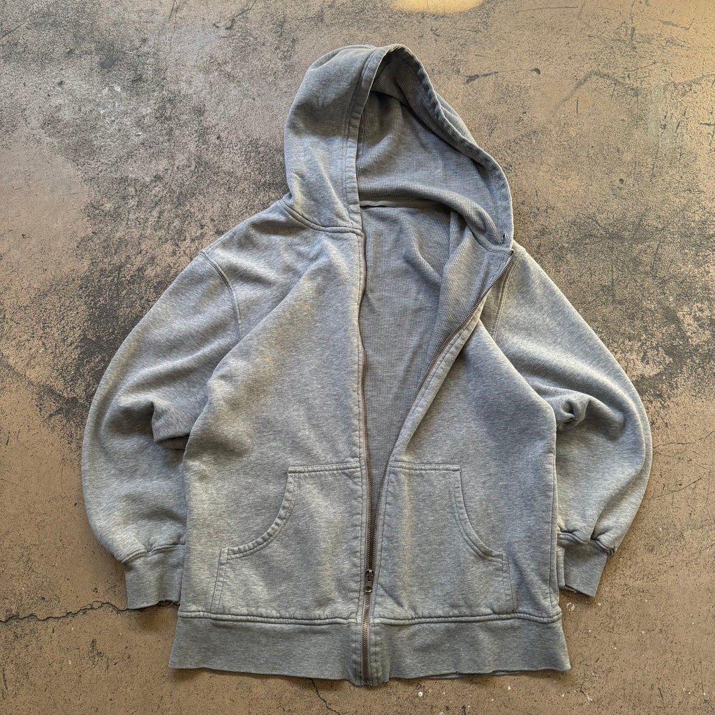 90s waffle thermal zip up hoodie - Medium
